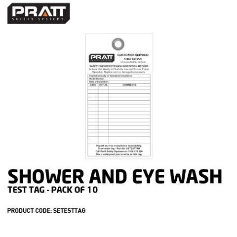 PRATT SHOWER AND EYE WASH TEST TAG PACK OF 10